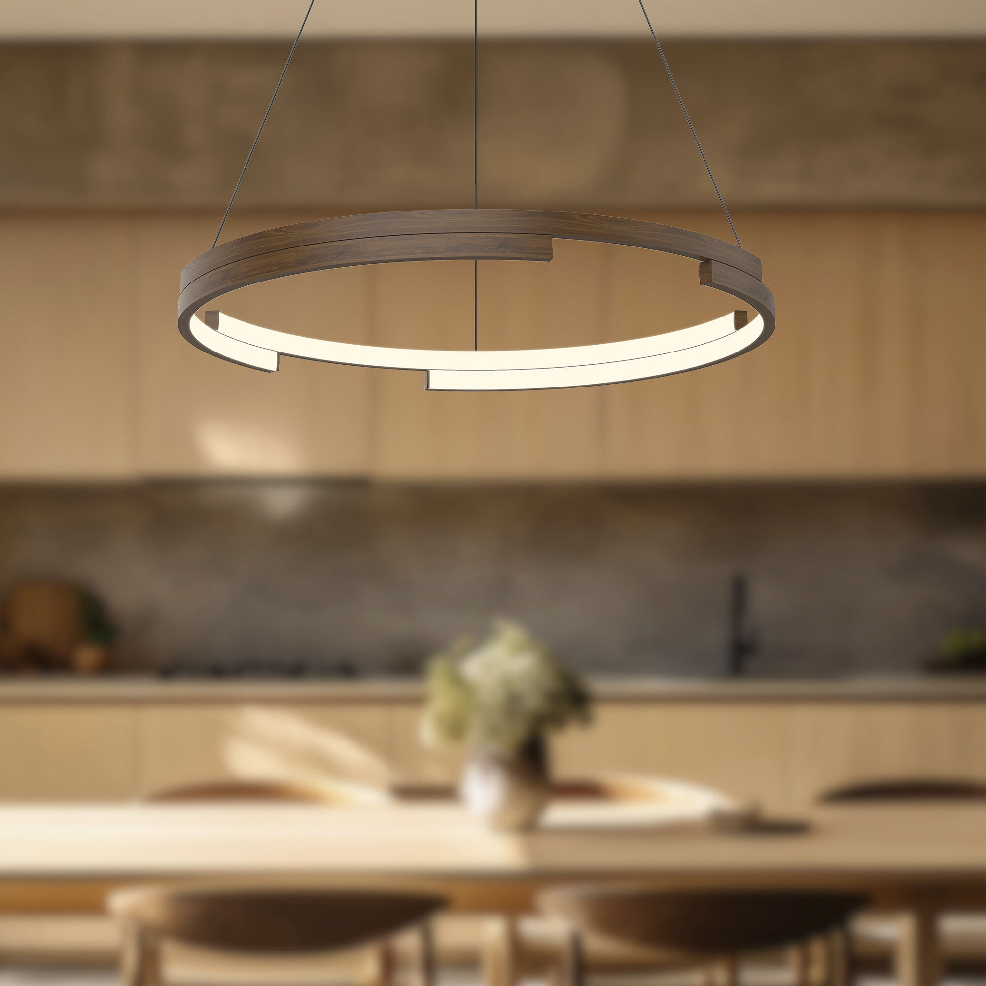 Anello Minor LED 24 inch Walnut Pendant Ceiling Light